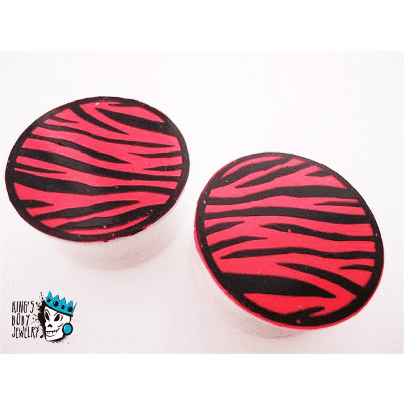 Pink Zebra Silicone Plugs (12 mm – 1 inch) 12 mm