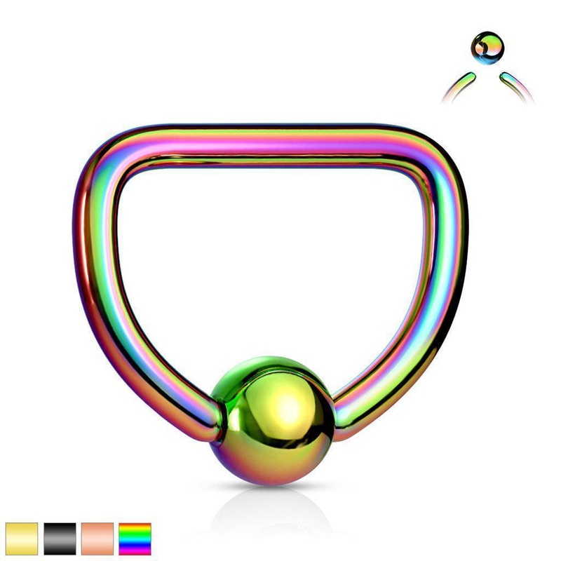 PVD Plated D Shaped Captive Ring 16G Black