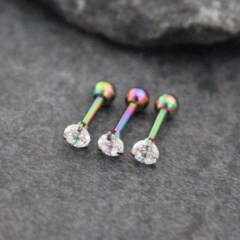 Rainbow 16G Straight Barbell Pair of Piercings (2)