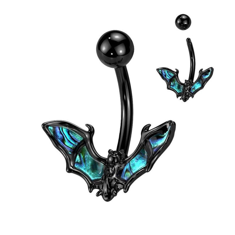 Shell Bat Belly Bar 14G Black