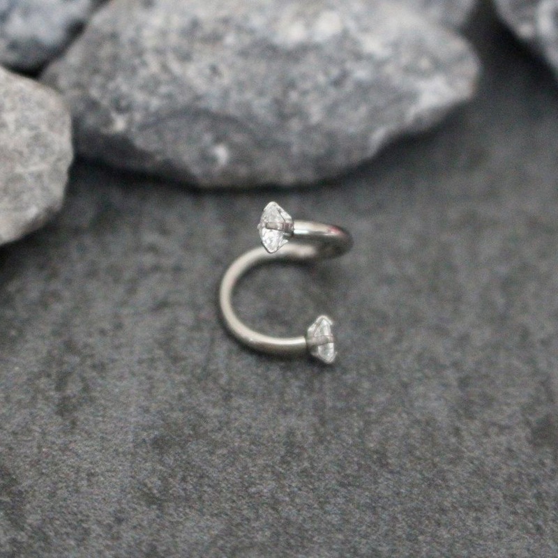 Slider Swarovski Spiral Ear Lip Piercing Clear Spiral Piercing – One Piercing (1)