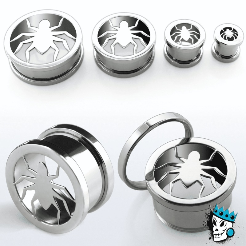 Spider Stainless Steel Flesh Tunnels (0 gauge – 1 inch) 0 g