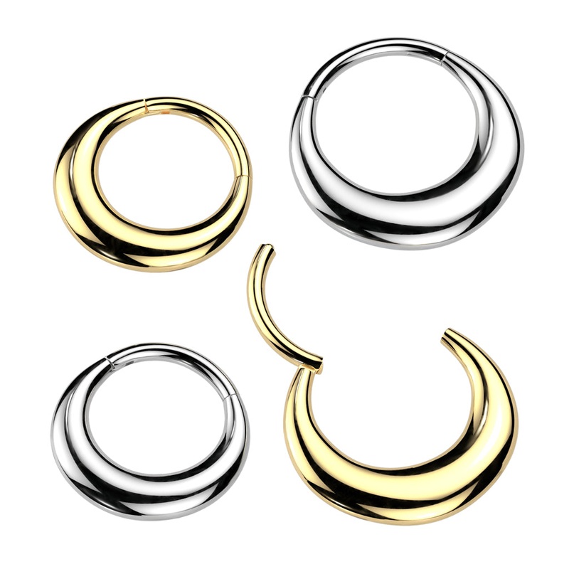 Thick Drop Hinged Ring 16G Gold 8mm