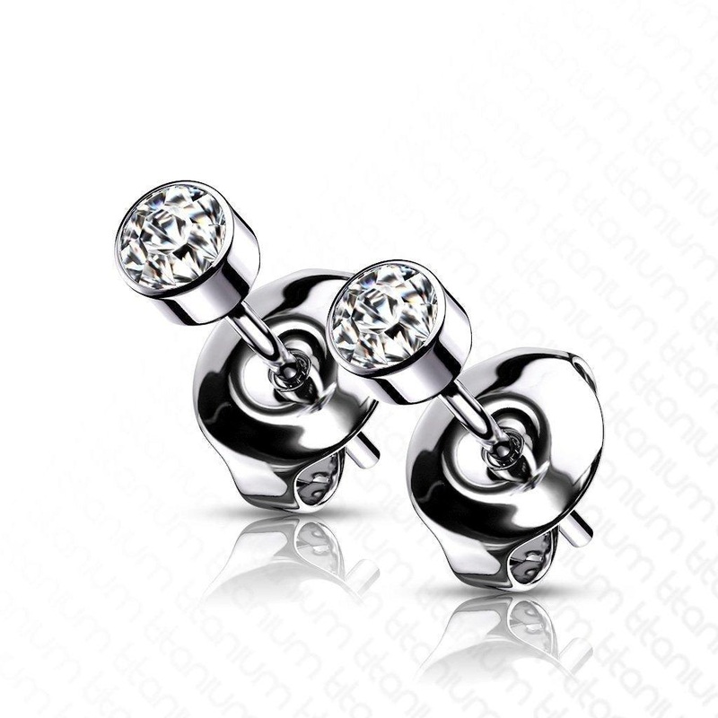 Titanium Bezel Stud Earrings Pair 2.5mm