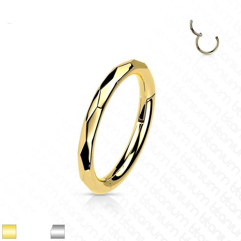 Titanium Faceted Hinged Ring 16G 8mm Gold