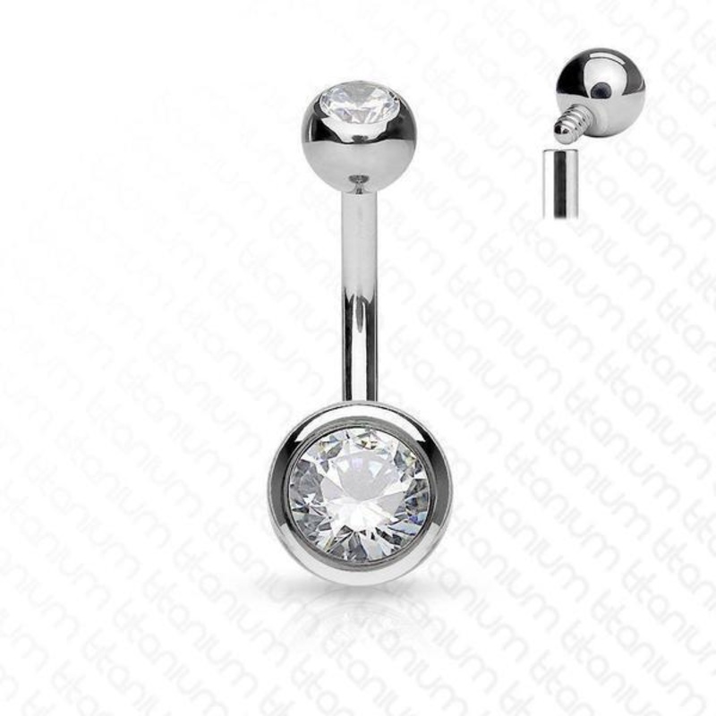 Titanium I.T. Gem Belly Bar 14G 8mm