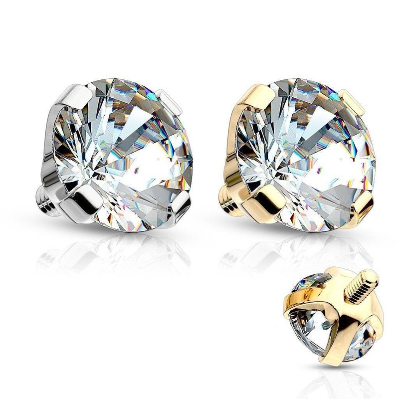 14kt Gold Gem Dermal Top 14G White Gold 3mm