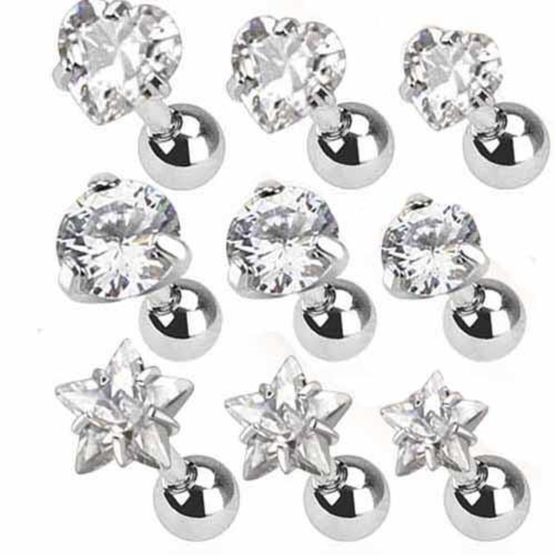 3pc Gem Cartilage Bar Value Pack 16G Circle