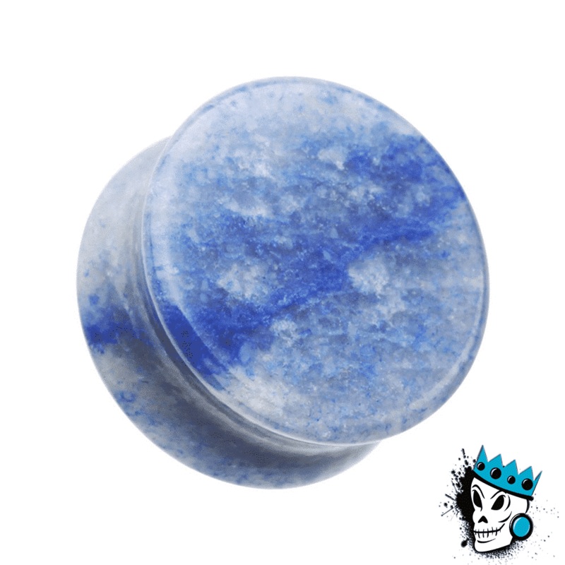 Blue Aventurine Double Flare Stone Plugs  (2 gauge – 1 inch) 2 g