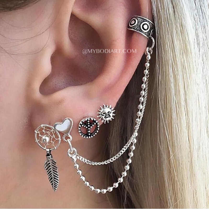 Bodhi 4 Pieces Earring Ear Cuff Set