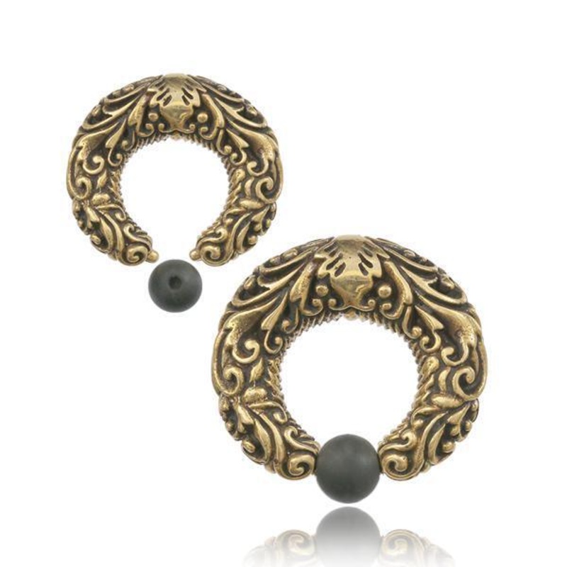 Brass Filigree Captive Weight PAIR 8mm (0G)