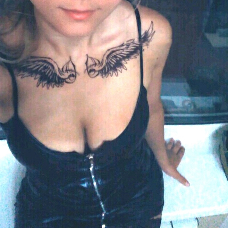 Cassiel Feminine Black and White Angel Wing Temporary Tattoo Animated – Pair of Tattoos (2)