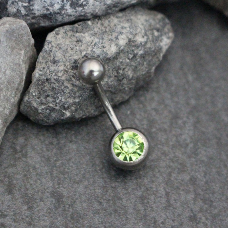 Crystal Belly Bar in Green