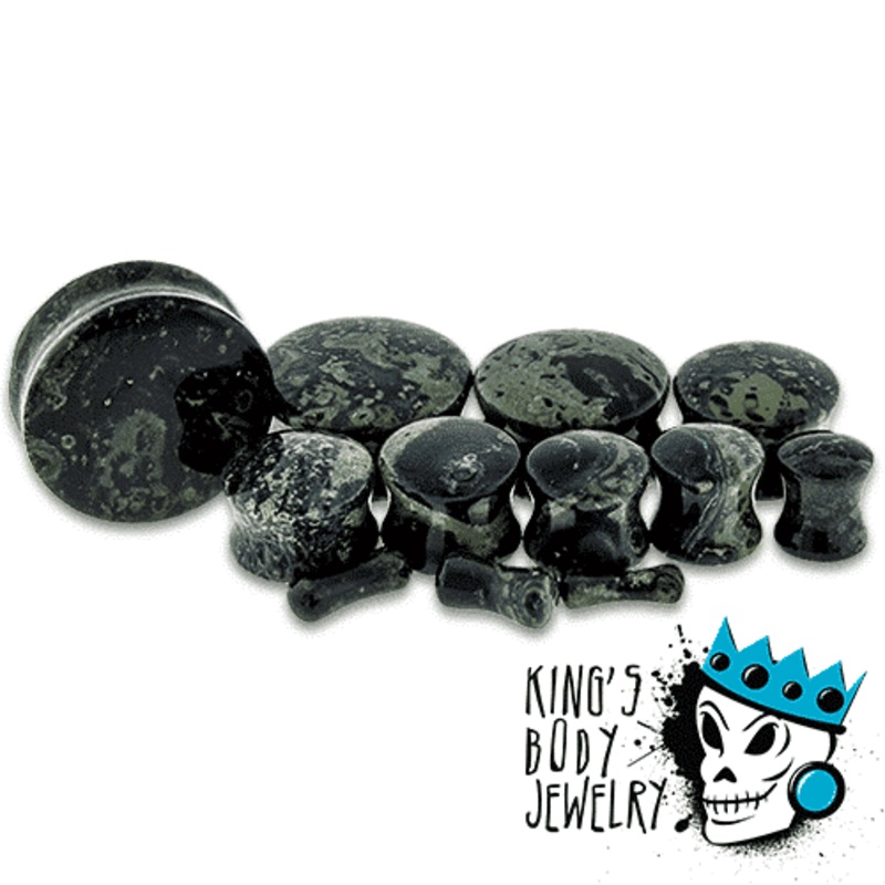 Deep Green Jasper Double Flare Stone Plugs (8 gauge – 1 inch) 8 g