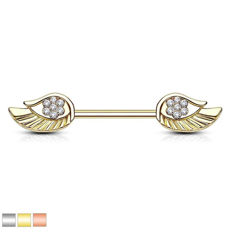 Gem Wing Nipple Bar Rose Gold