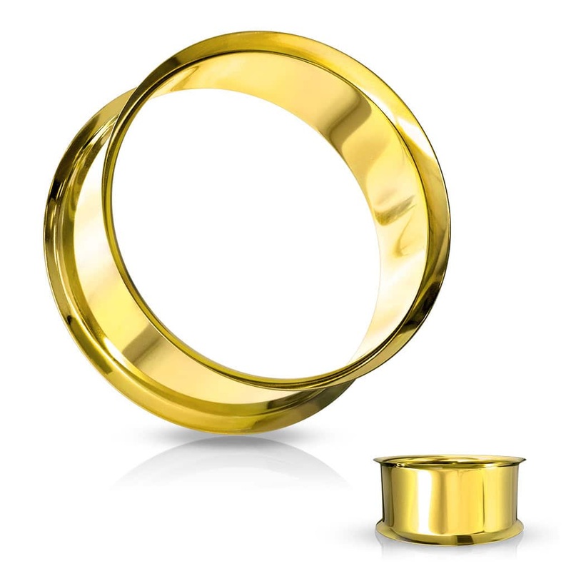 Gold Double Flare Titanium Tunnels (8 gauge – 5/8 inch) 8 g