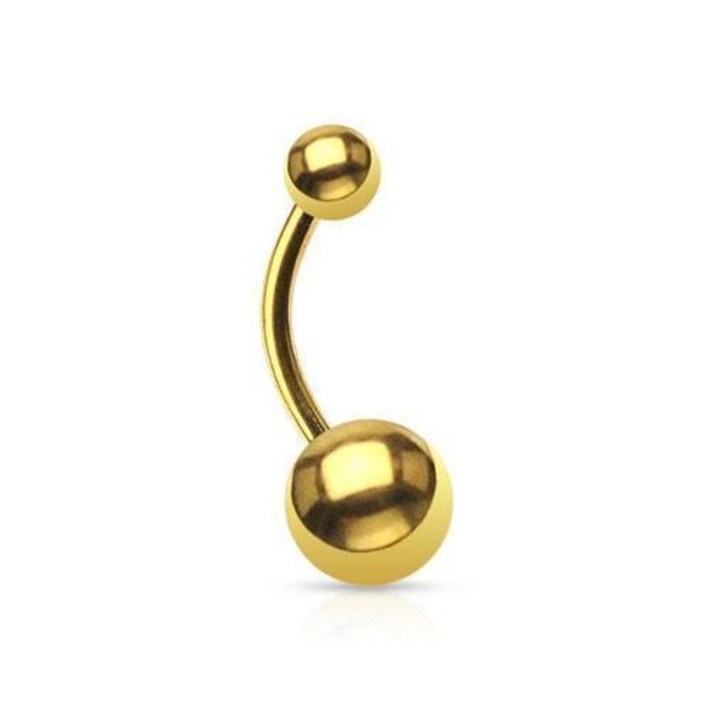 Gold IP Belly Bar 14G 10mm 4x6mm