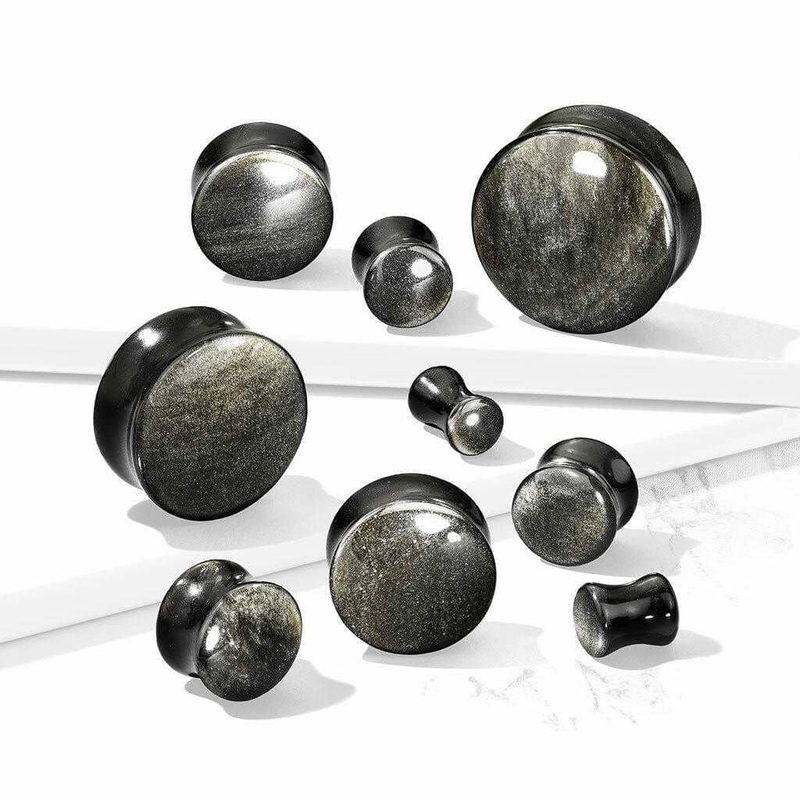 Golden Obsidian Double Flare Stone Plugs (2 gauge – 1 inch) 2 g