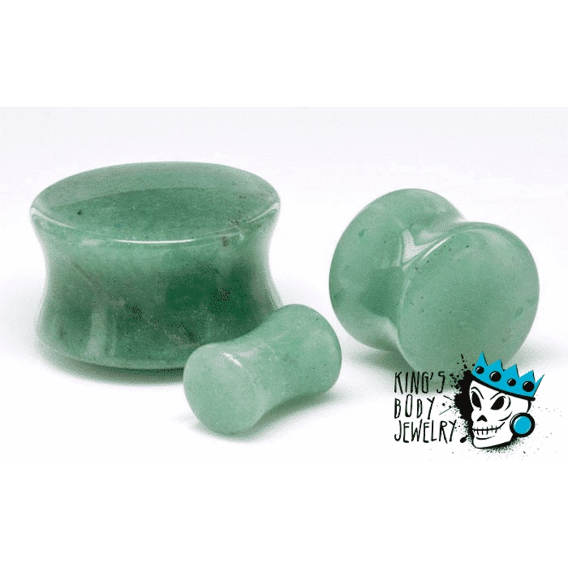 Green Aventurine Double Flare Stone Plugs  (6 gauge- 1 1/2 inch ) 8 g