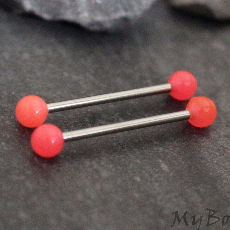 Hot Pink Acrylic Straight Barbell 14G 1 Piercing