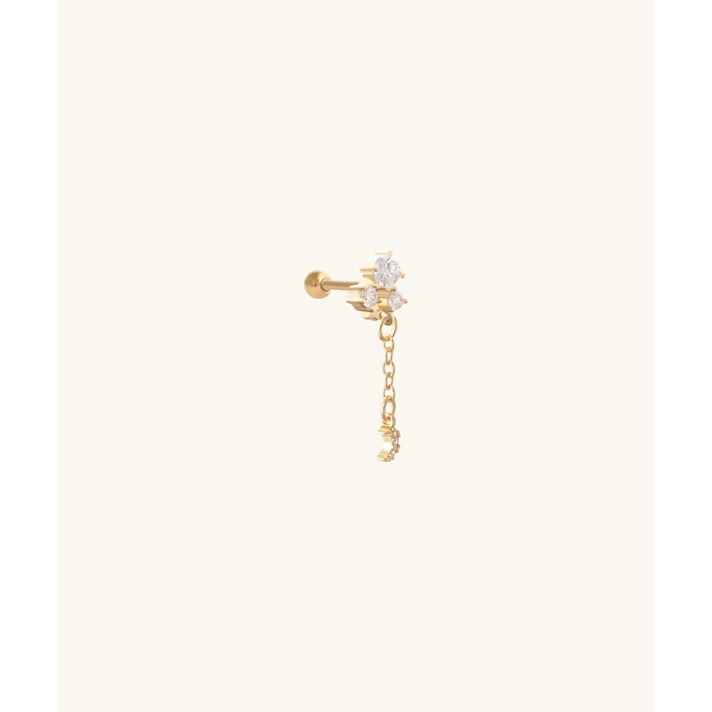 Lunar Dangle Stud Gold