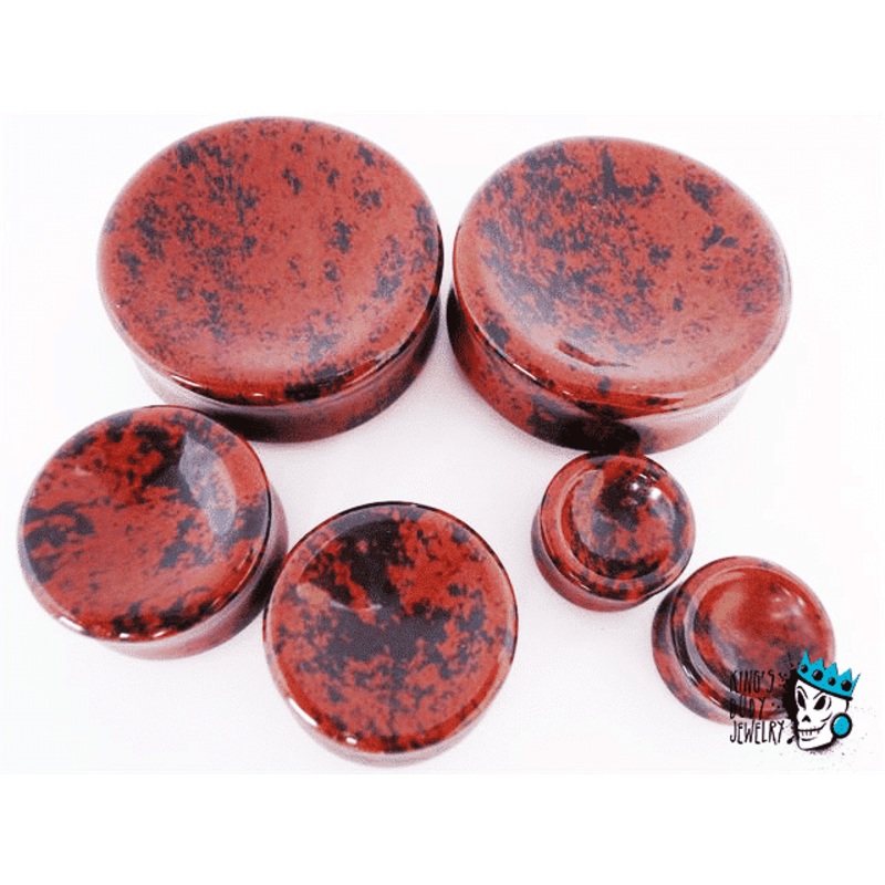 Mahogany Obsidian Concave/Convex Stone Plugs  (8 gauge – 1 1/8 inch) 8 g