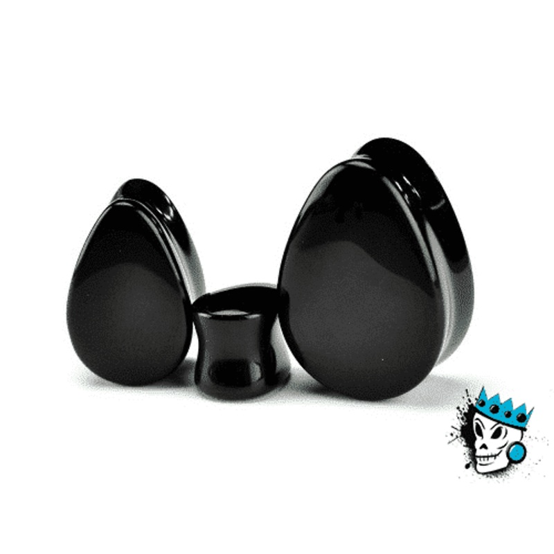 Onyx Ovalized Tear Drop Stone Plugs (0 gauge – 9/16  inch) 0 g