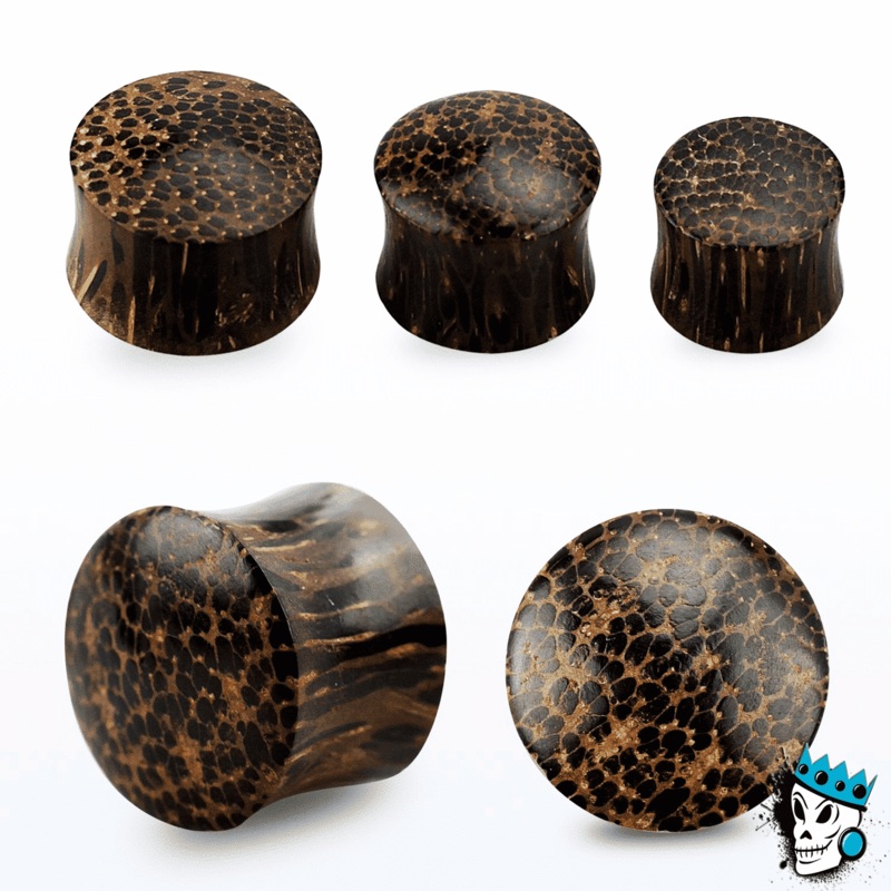 Palm Wood Convex Plugs – (8 gauge – 1 inch) 8 g