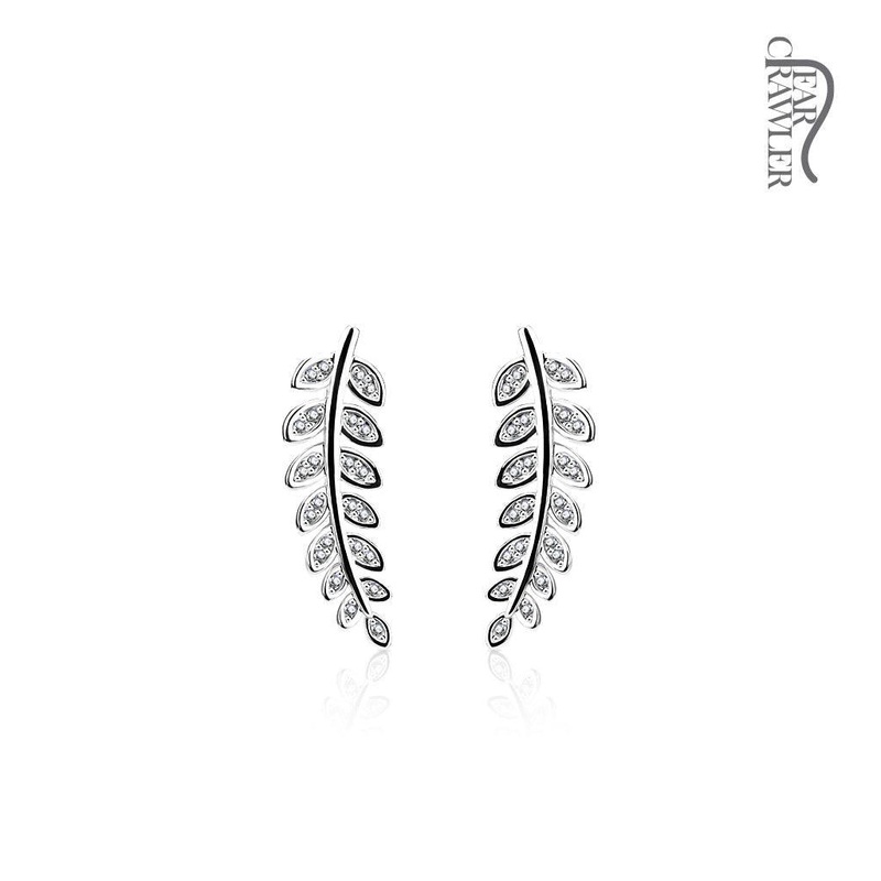 Paved Leaf Ear Crawler Pair Gold