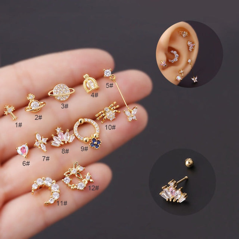Perseus Dreamy Crystal Celestial Ear Piercing Earring Studs Gold 1 – 2 Pieces