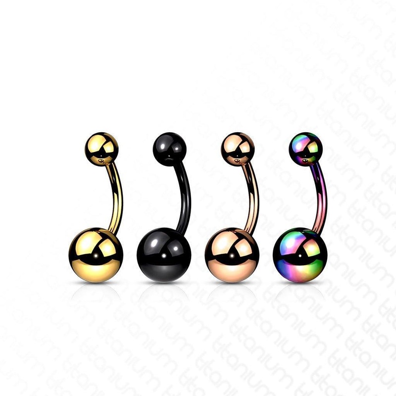 Titanium Belly Bar 14G Black