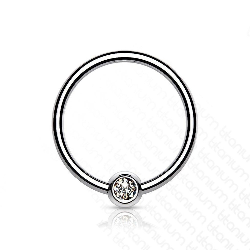 Titanium Gem Captive Ring 18G 16G 14G 18G 8mm 3mm