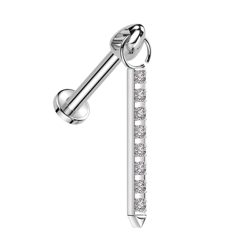 Titanium Gem Row Drop Labret 16G 6mm