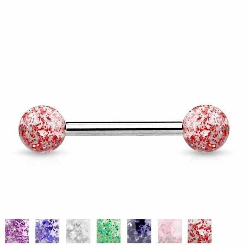 Titanium Glitter Barbell 14G Black