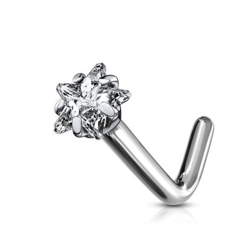 Titanium Prong Star Nose L Bend 20G 18G 20G