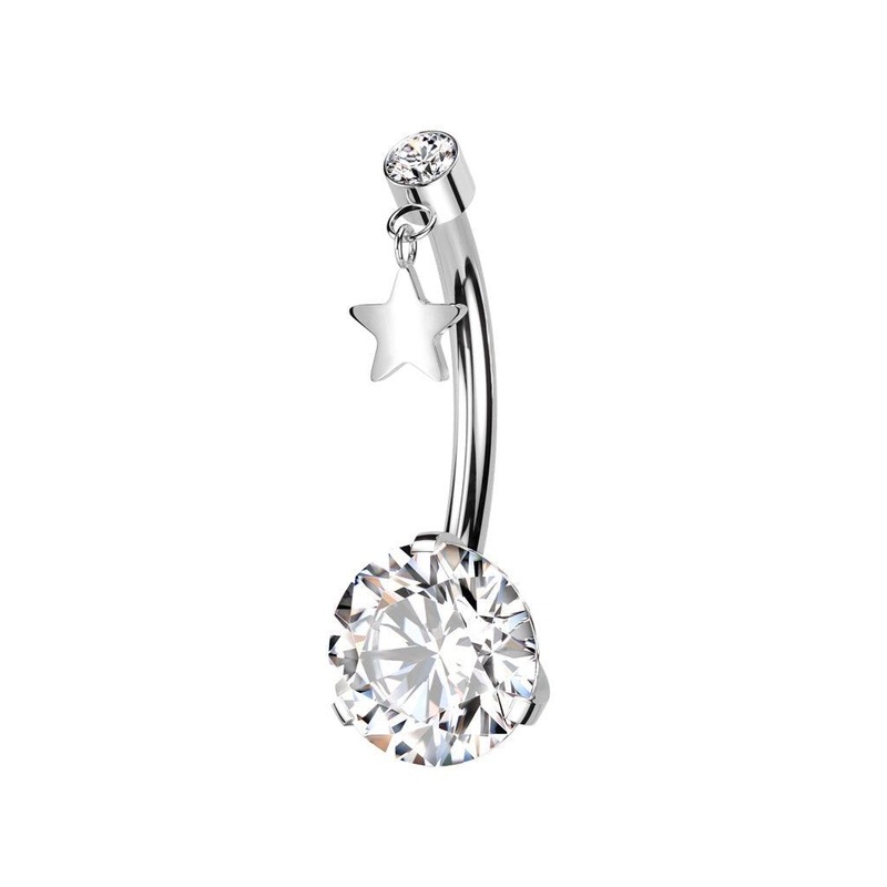 Titanium Threadless Star Belly Bar 14G