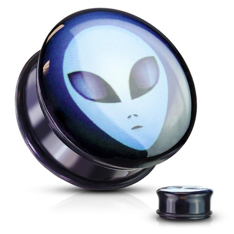 Alien Acrylic Plug 5mm-25mm (Green/Grey) 5mm(4G) Green