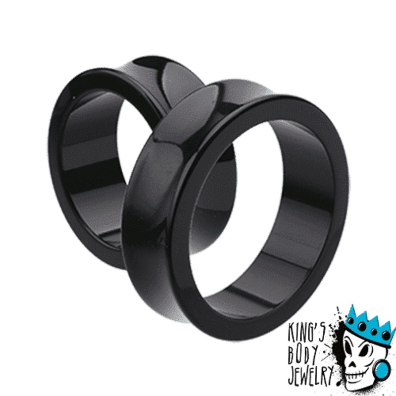 Black Acrylic Double Flare Tunnels (10 gauge – 2 inch) 10 g