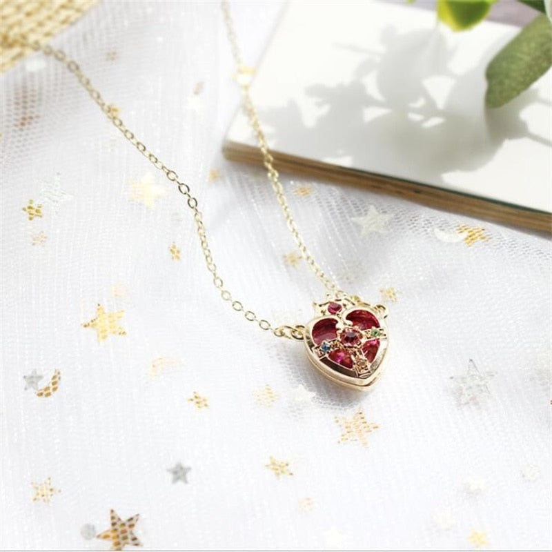 Callisto Cute Sailor Moon Inspired Pink Heart Gold Pendant Necklace