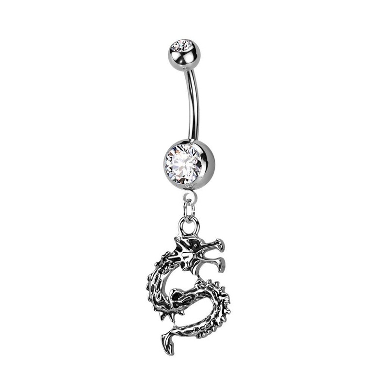 Dragon Dangle Belly Bar 14G