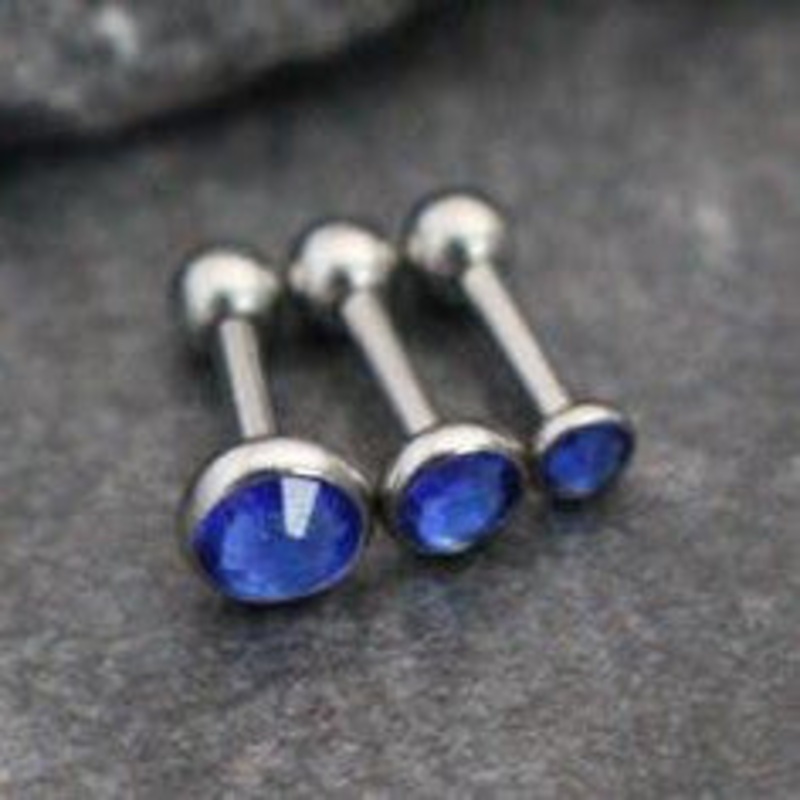 Emi Crystal 16G Barbell in Dark Blue 5mm