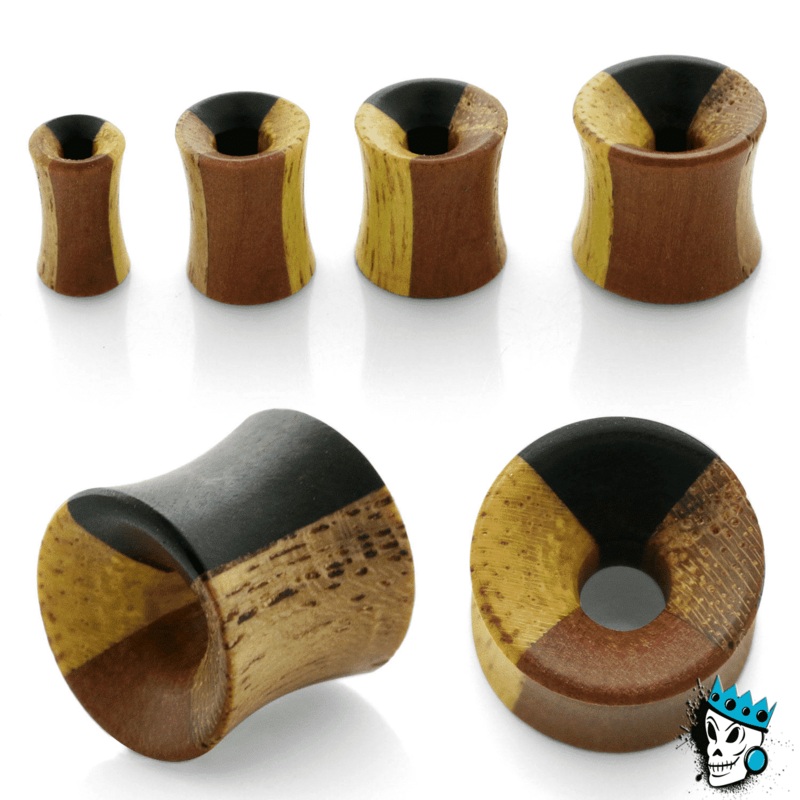 Four Wood Concave Tunnels  (6 gauge – 2 inch) 6 g