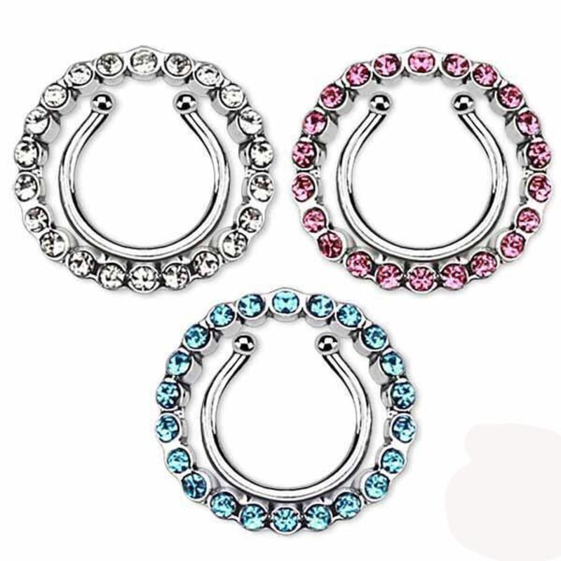 Gem Circle Non-Piercing Nipple Shield- 8mm Aqua