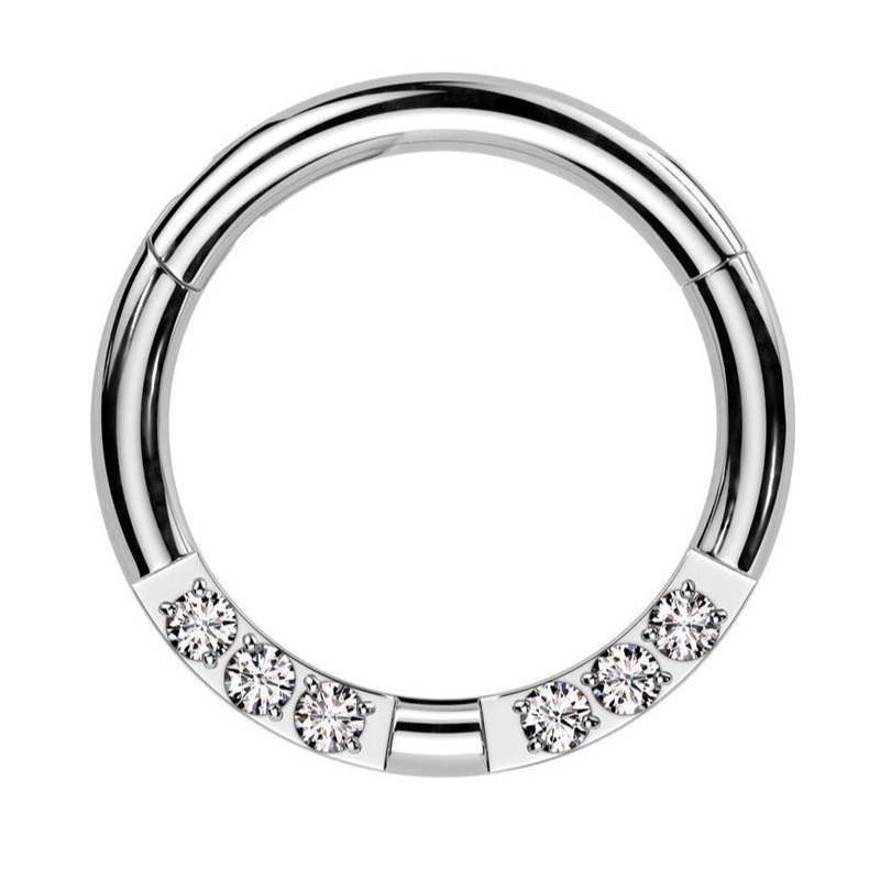 Gem Cutout Hinged Ring 16G 8mm