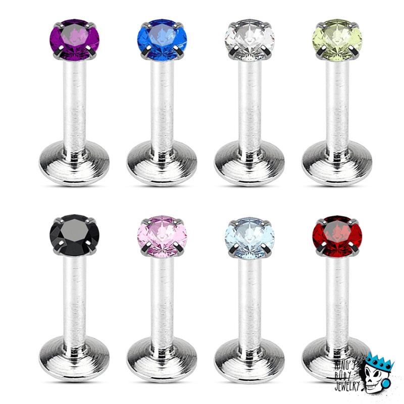 Gem Labret Ring (16 gauge) 16 g Black
