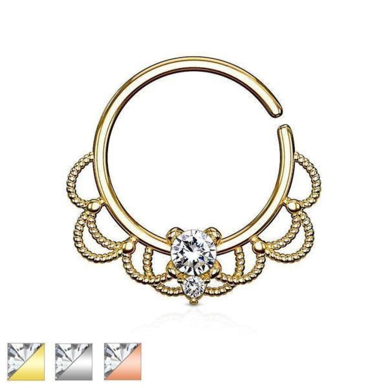 Gemmed Filigree Ring 16G Gold