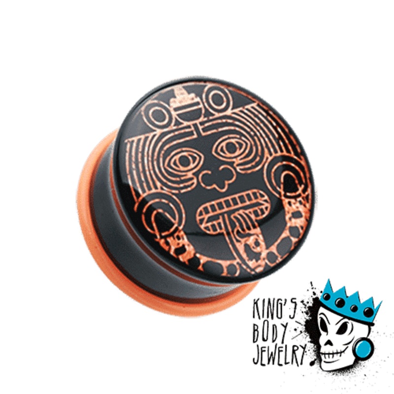 Gold Mayan Design Plugs (2 gauge – 1 inch) 2 g