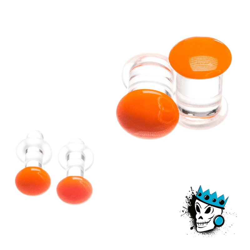 Gorilla Glass Orange Color Front Single Flare Plugs (12 gauge – 1/2 inch) 12 g