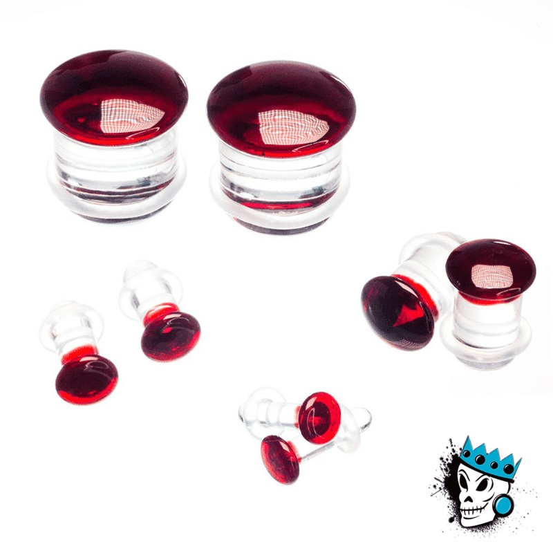 Gorilla Glass Ruby Color Front Single Flare Plugs (12 gauge – 1 inch) 12 g