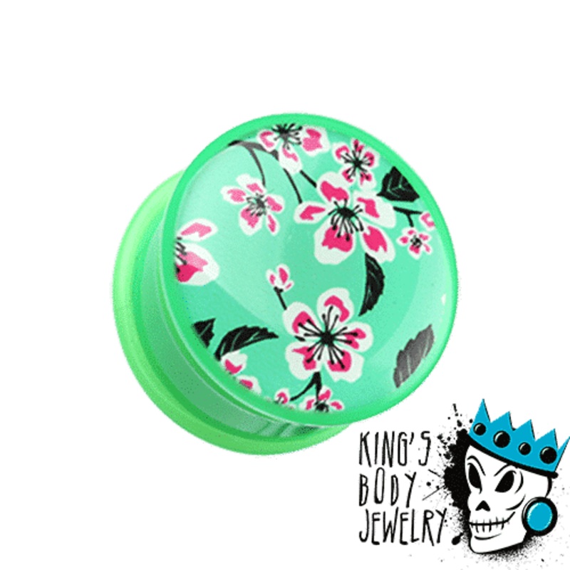 Green Flower Blossom Plugs (2 gauge – 1 inch) 2 g